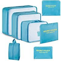 Newdora 7 en 1 Set de Organizador de Equipaje Viaje con Bolsa de Zapato-Impermeable Organizador de Maleta Bolsa para…
